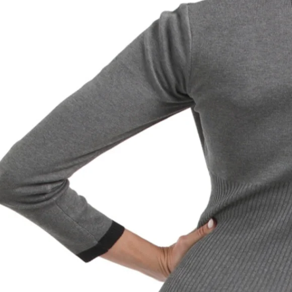 Taylor Heather Grey Mini Sweater Dress - Picture 5 of 11
